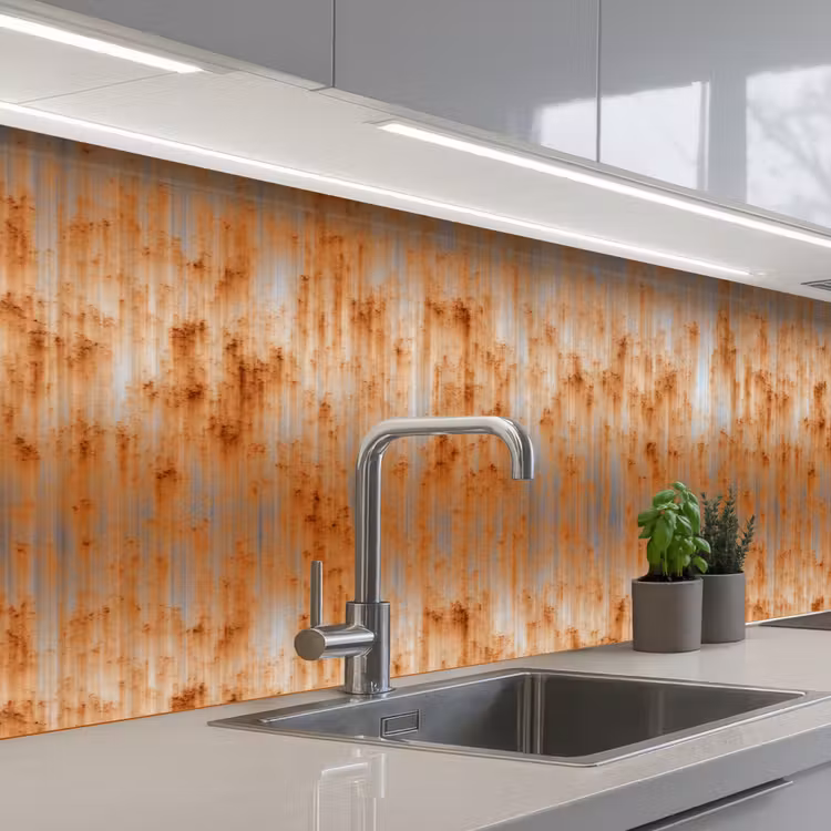 Keuken achterwand - Metaal - Grijs - Oranje - Roest — 2