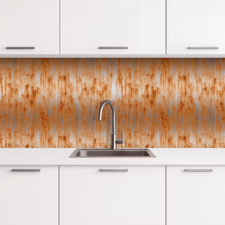 Keuken achterwand - Metaal - Grijs - Oranje - Roest — 4