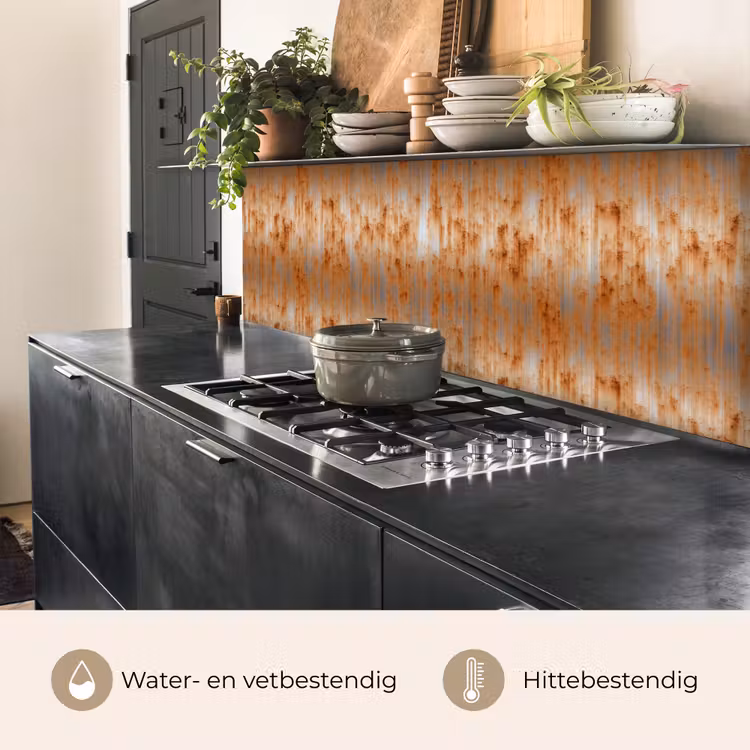 Keuken achterwand - Metaal - Grijs - Oranje - Roest — 5