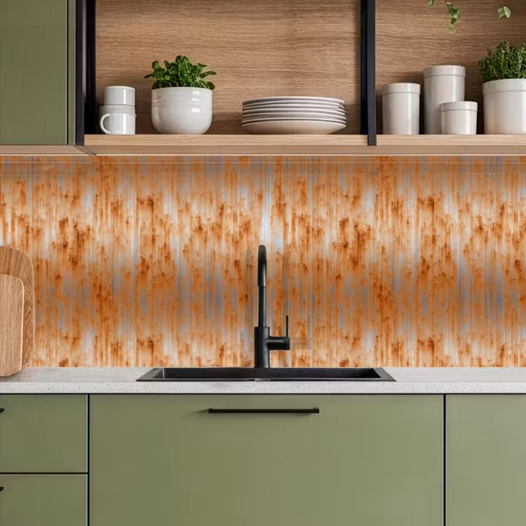 Keuken achterwand - Metaal - Grijs - Oranje - Roest — 8