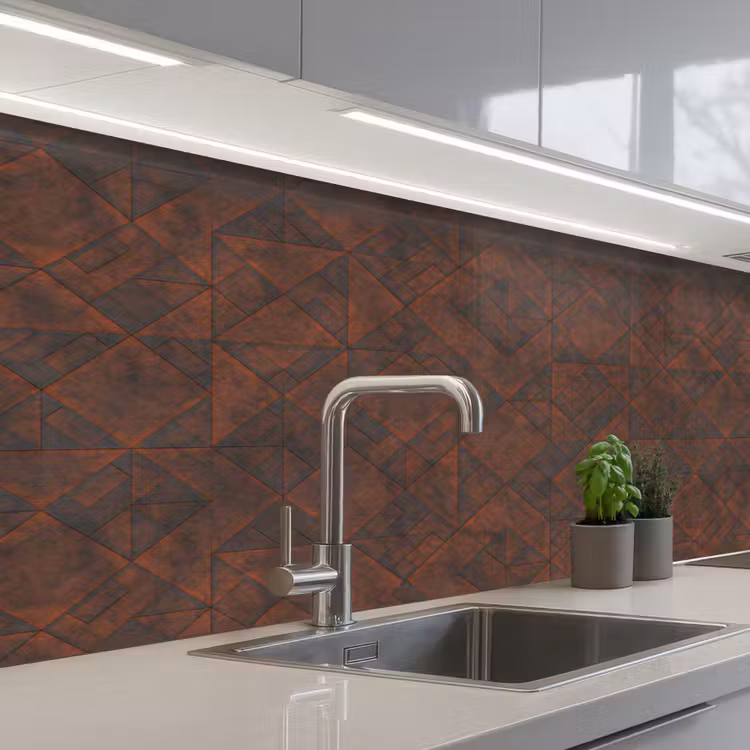 Keuken achterwand - Patroon - Geometrisch - Bruin - Roest — 2