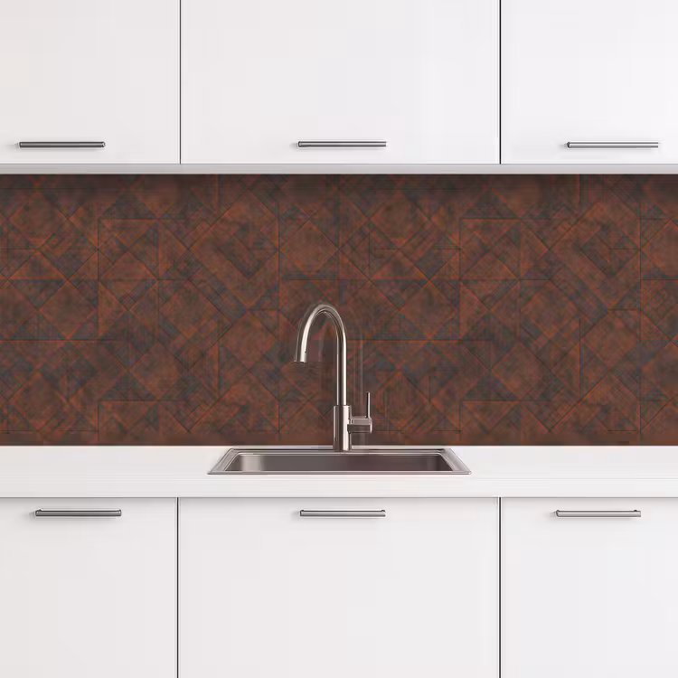 Keuken achterwand - Patroon - Geometrisch - Bruin - Roest — 4