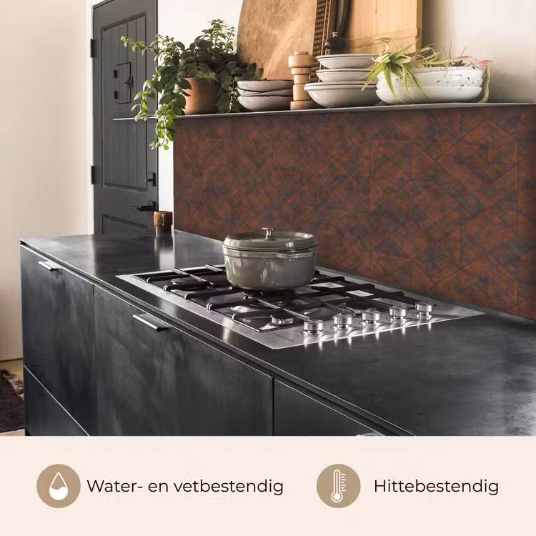 Keuken achterwand - Patroon - Geometrisch - Bruin - Roest — 5