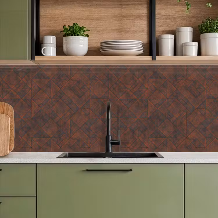 Keuken achterwand - Patroon - Geometrisch - Bruin - Roest — 8