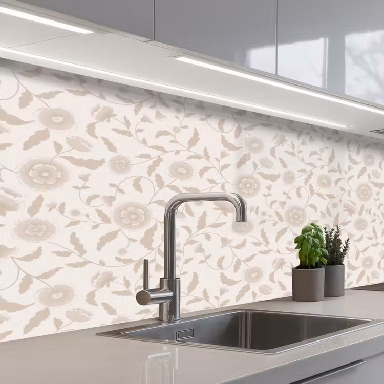 Keuken achterwand - Sierlijk - Bloemen - Beige — 2