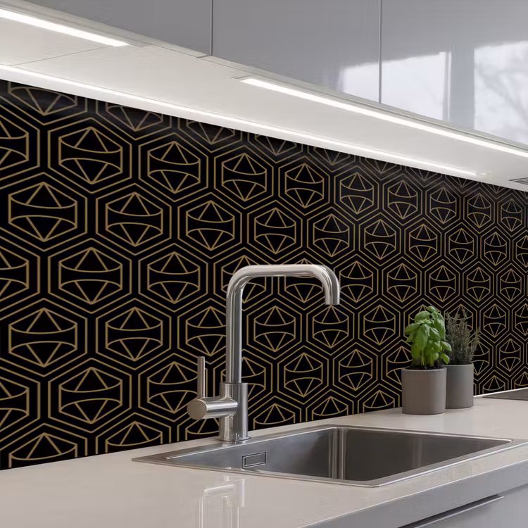 Keuken achterwand - Goud - Zwart - Diamant — 2