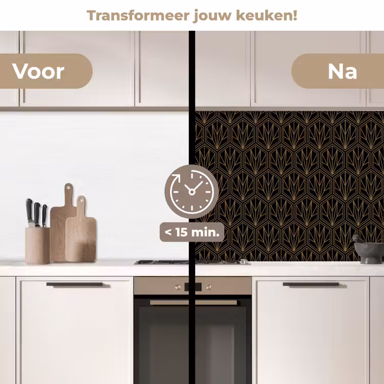 Keuken achterwand - Goud - Zwart - Lijnen — 3