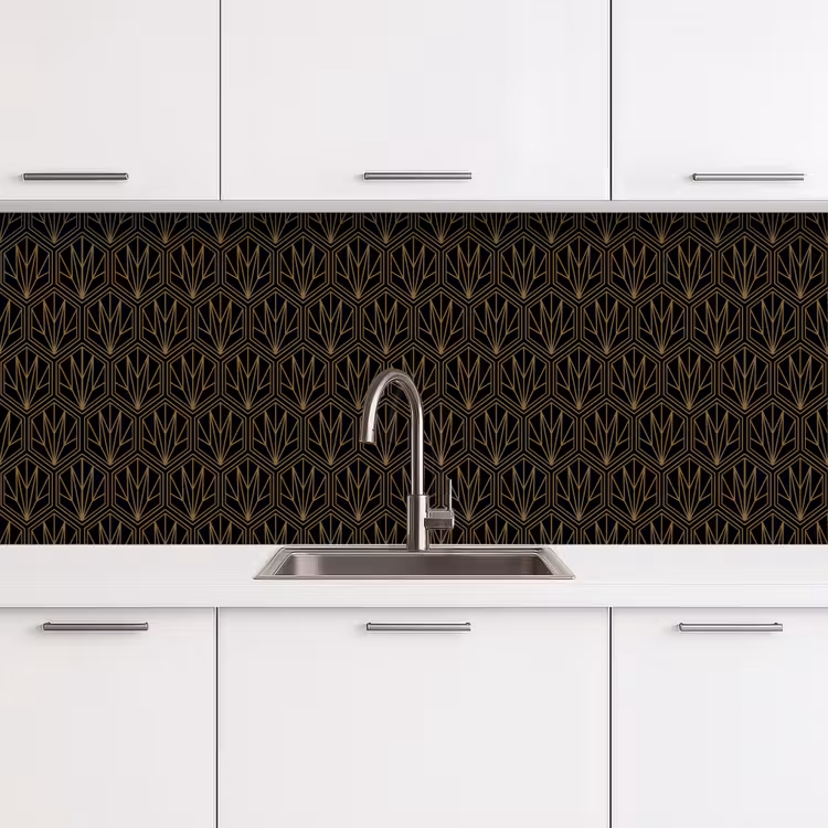 Keuken achterwand - Goud - Zwart - Lijnen — 4