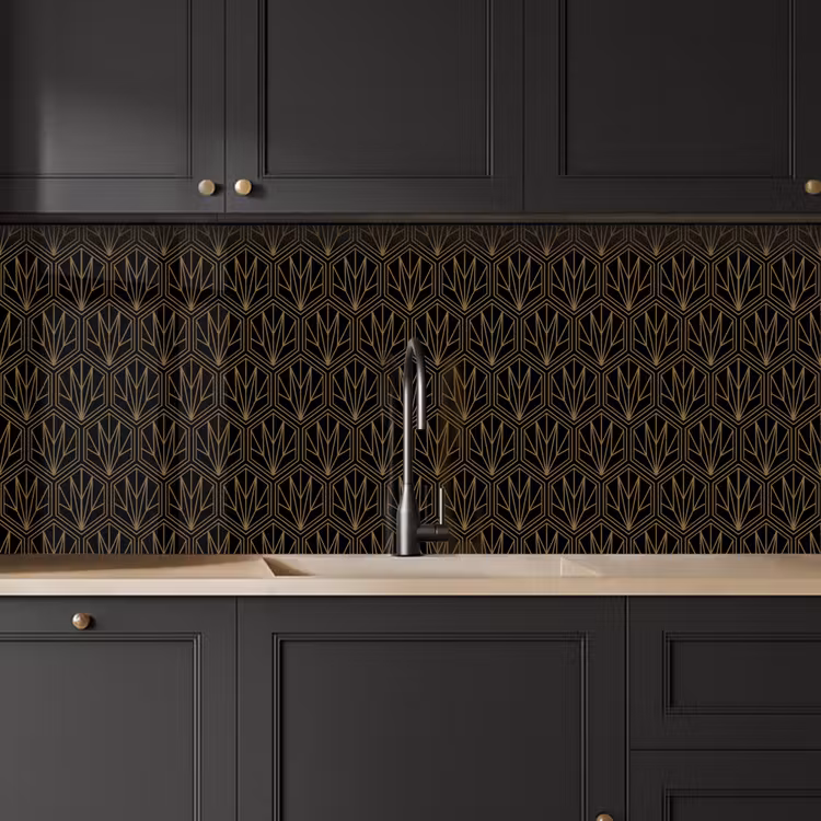 Keuken achterwand - Goud - Zwart - Lijnen — 6
