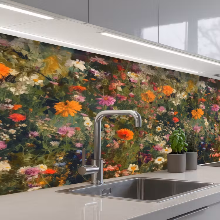 Keuken achterwand - Bloemenveld - Kleuren - Verf — 2