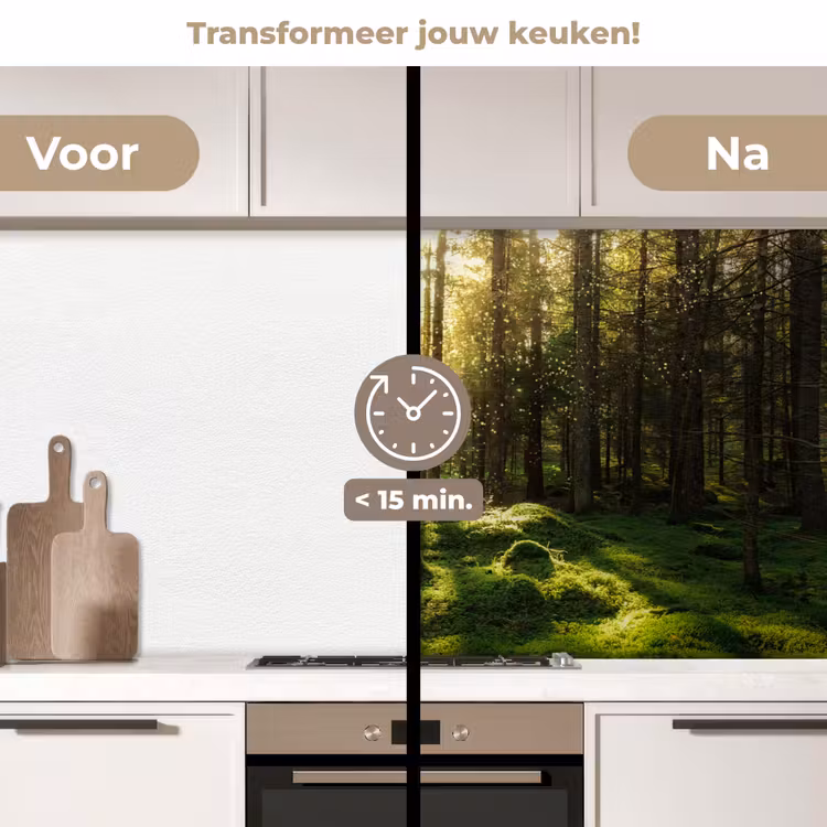Keuken achterwand - Bomen - Bos - Mos - Planten - Zon - Natuur — 2