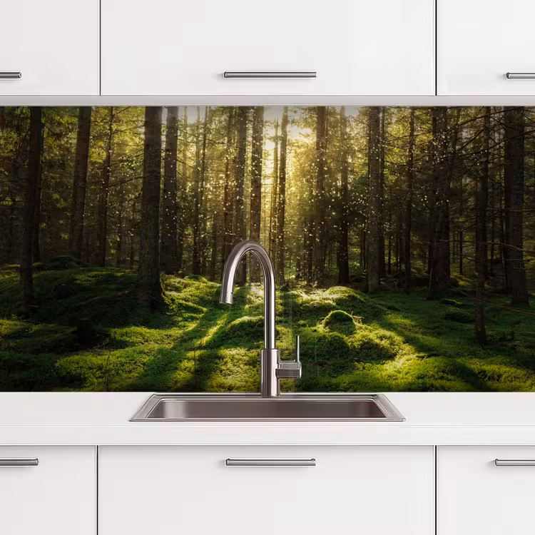 Keuken achterwand - Bomen - Bos - Mos - Planten - Zon - Natuur — 3