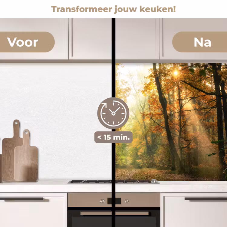 Keuken achterwand - Bos - Herfst - Zon - Landschap - Natuur - Bomen - Bladeren — 2