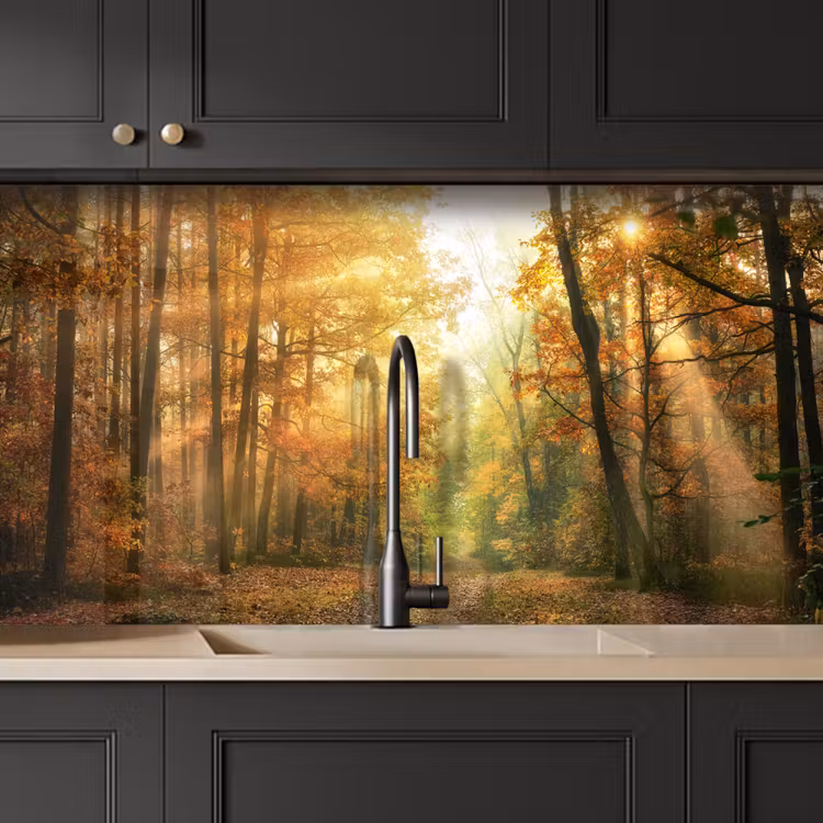 Keuken achterwand - Bos - Herfst - Zon - Landschap - Natuur - Bomen - Bladeren — 4