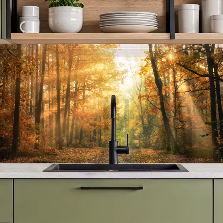 Keuken achterwand - Bos - Herfst - Zon - Landschap - Natuur - Bomen - Bladeren — 8