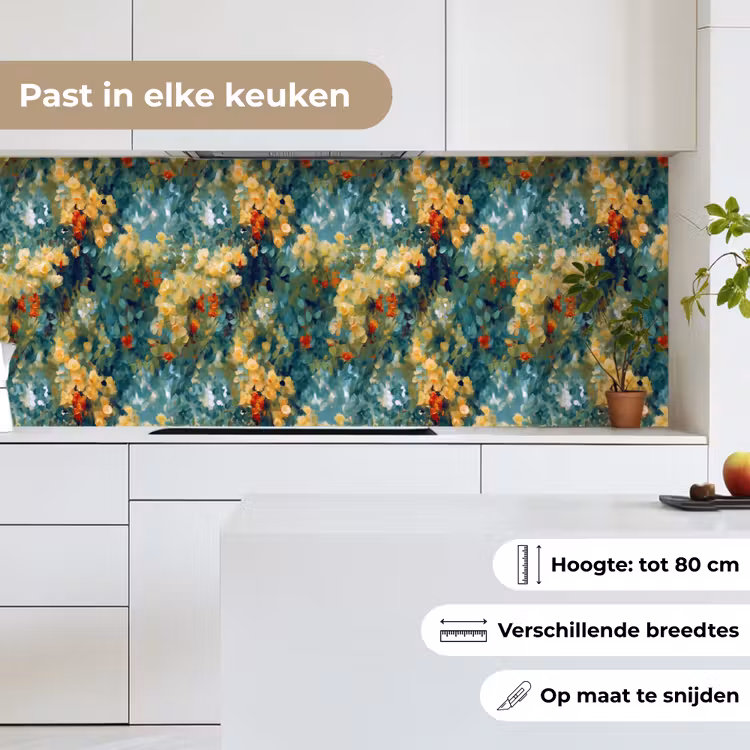 Keuken achterwand - Geel - Bloemen - Groen - Bladeren — 7