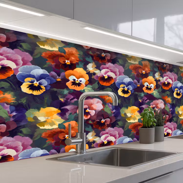 Keuken achterwand - Viooltjes - Kleuren - Bloemblaadjes — 2