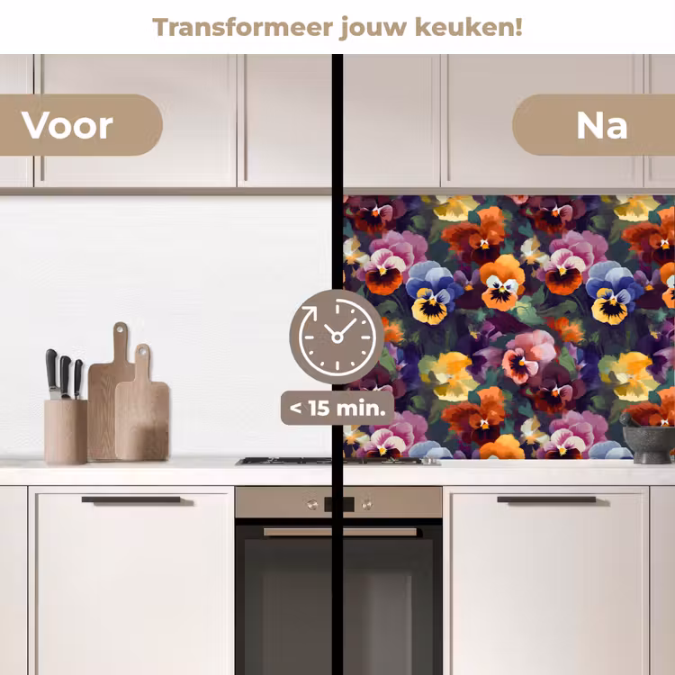 Keuken achterwand - Viooltjes - Kleuren - Bloemblaadjes — 3