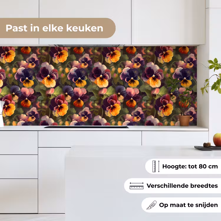 Keuken achterwand - Warm - Patroon - Penseel - Viooltjes — 7