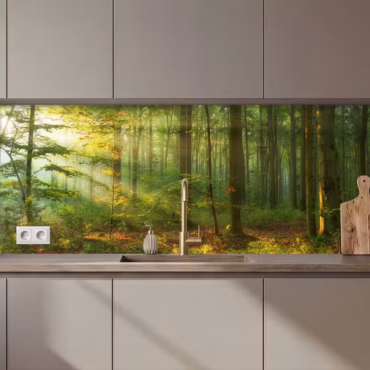 Keuken achterwand - Zon - Bos - Bomen - Natuur - Herfst — 1