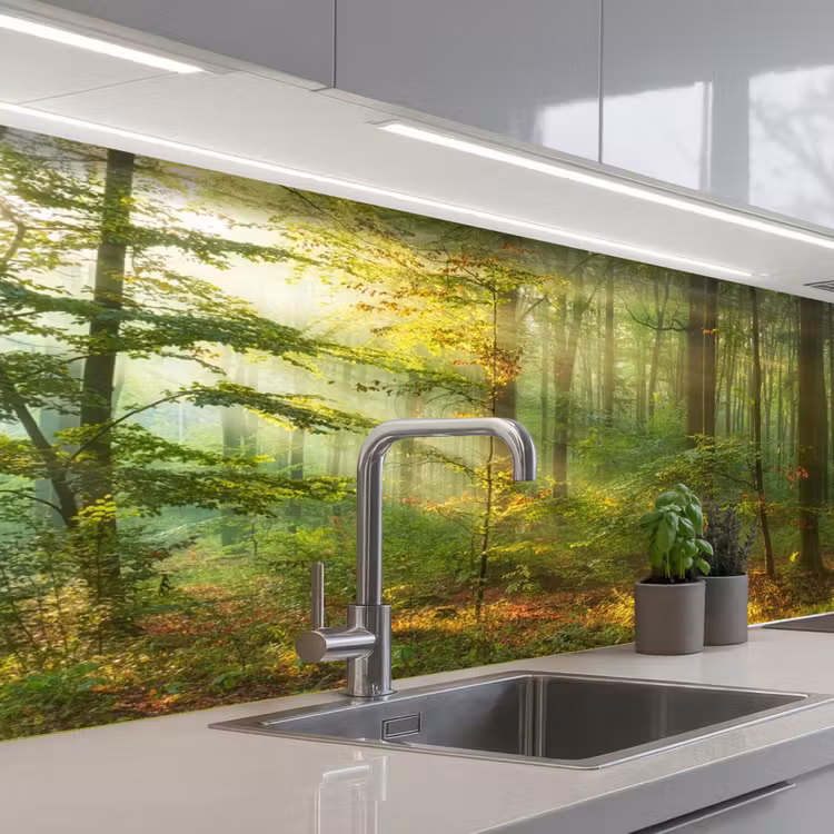 Keuken achterwand - Zon - Bos - Bomen - Natuur - Herfst — 2