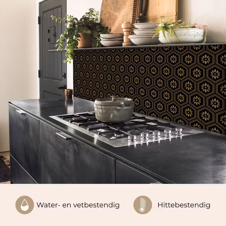 Keuken achterwand - Bloemen - Goud - Hexagon — 5