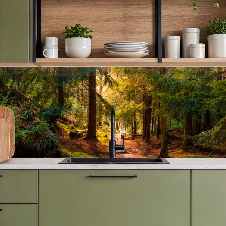 Keuken achterwand - Bos - Pad - Bomen - Groen - Zon - Natuur — 8