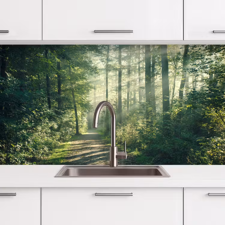 Keuken achterwand - Bos - Pad - Zon - Bomen - Groen - Natuur — 3