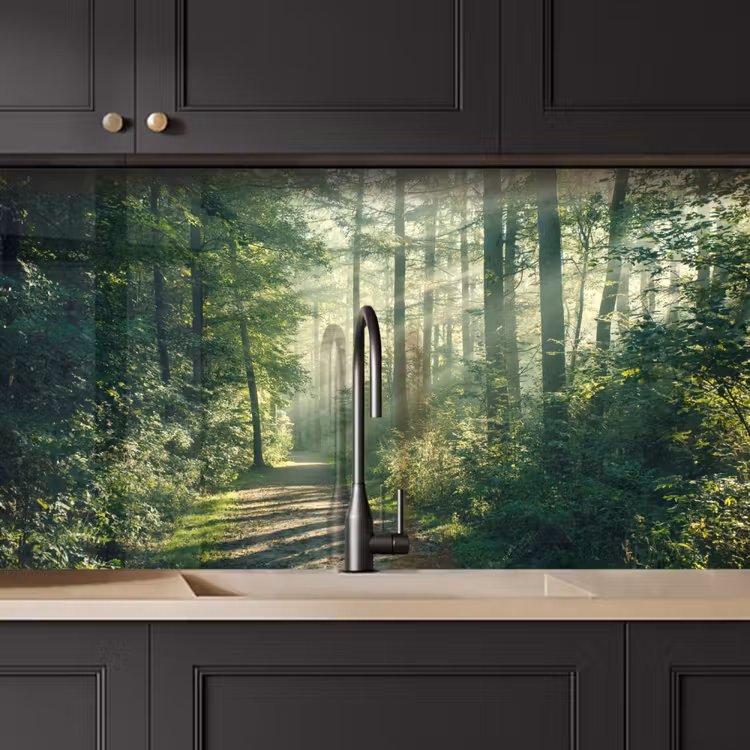 Keuken achterwand - Bos - Pad - Zon - Bomen - Groen - Natuur — 4