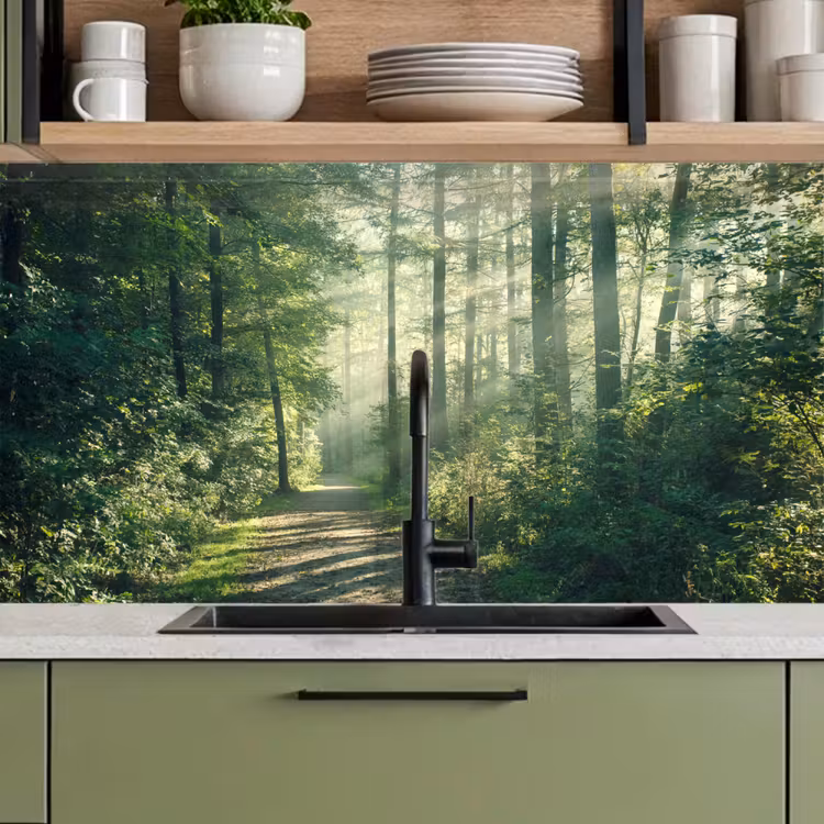 Keuken achterwand - Bos - Pad - Zon - Bomen - Groen - Natuur — 8