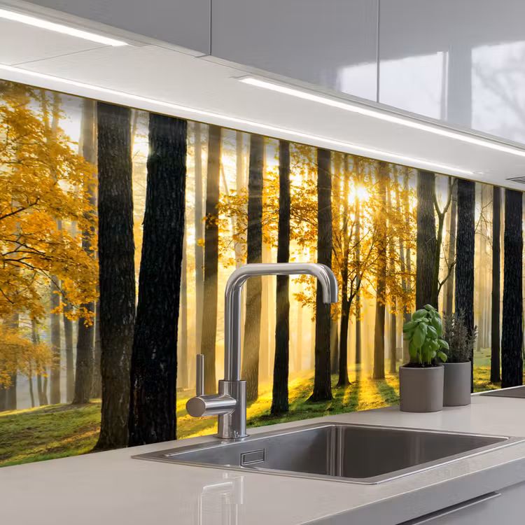 Keuken achterwand - Bos - Zon - Bomen - Gras - Landschap - Natuur — 1