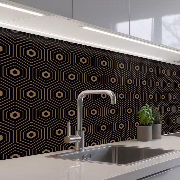 Keuken achterwand - Goud - Illusie - Patroon — 2