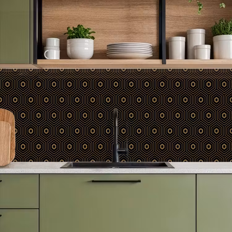 Keuken achterwand - Goud - Illusie - Patroon — 8