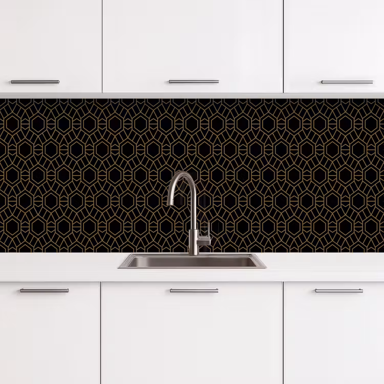 Keuken achterwand - Goud - Zwart - Rozetstructuur — 4