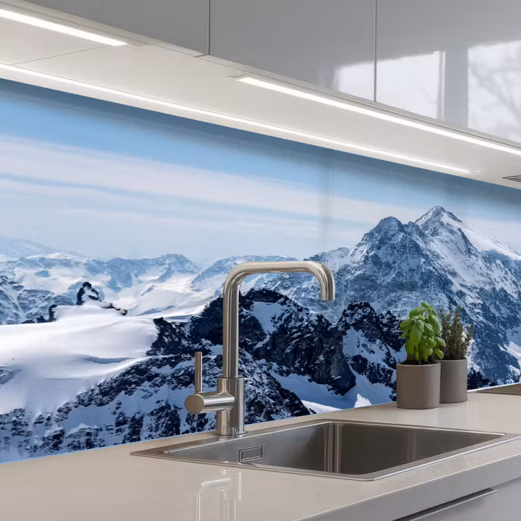 Keuken achterwand - Landschap - Bergen - Sneeuw - Wit — 2