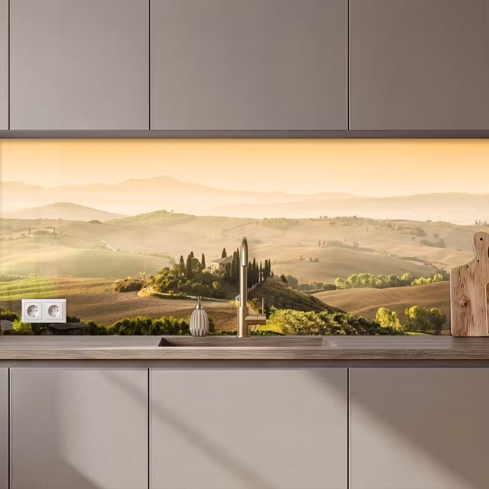 Keuken achterwand - Landschap - Toscane - Ochtendlicht — 1