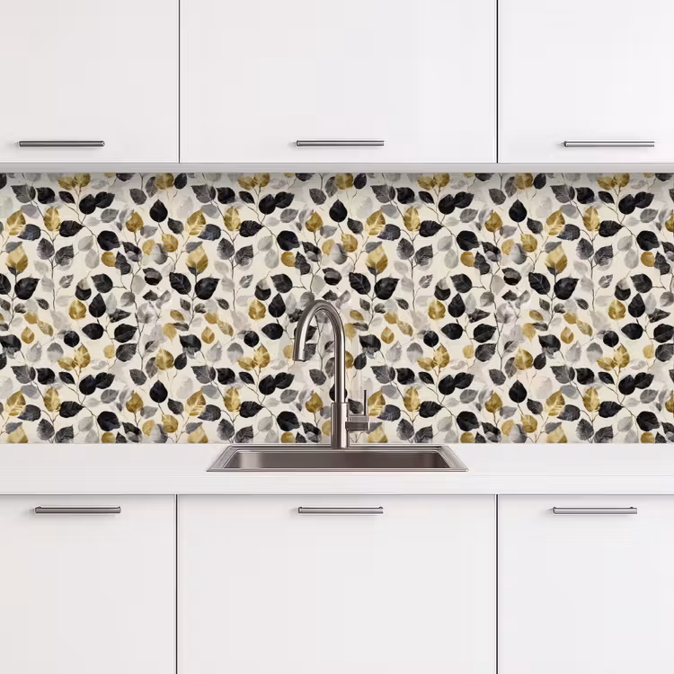 Keuken achterwand - Botanisch - Goud - Zwart — 4