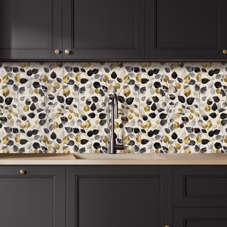 Keuken achterwand - Botanisch - Goud - Zwart — 6