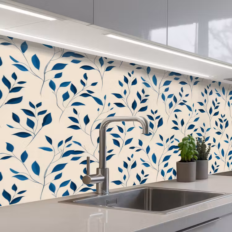 Keuken achterwand - Patroon - Blauw- Beige — 2