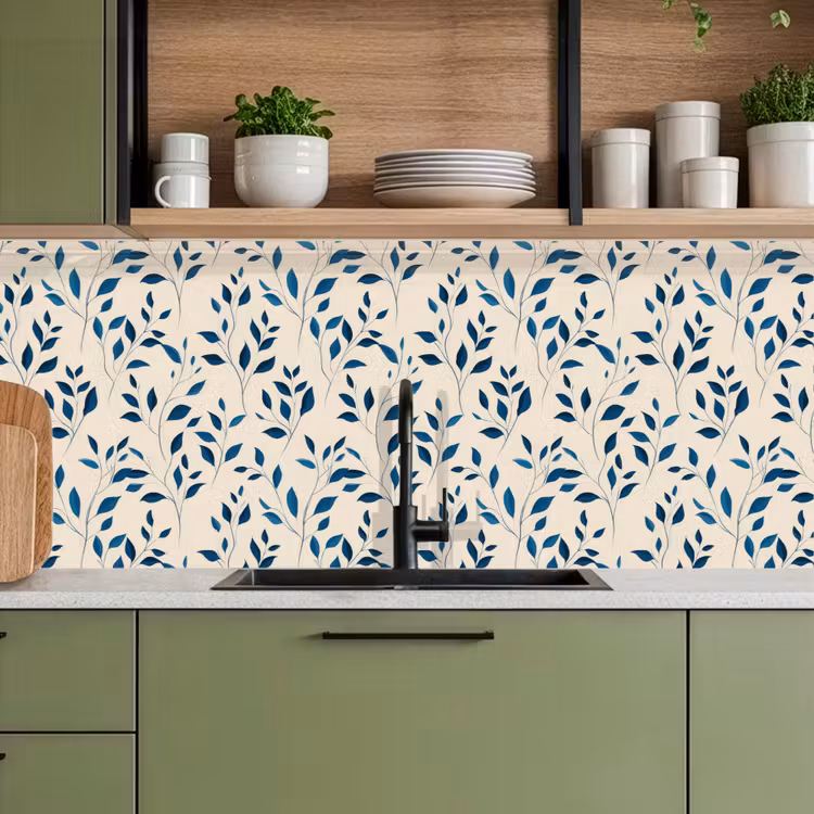 Keuken achterwand - Patroon - Blauw- Beige — 8