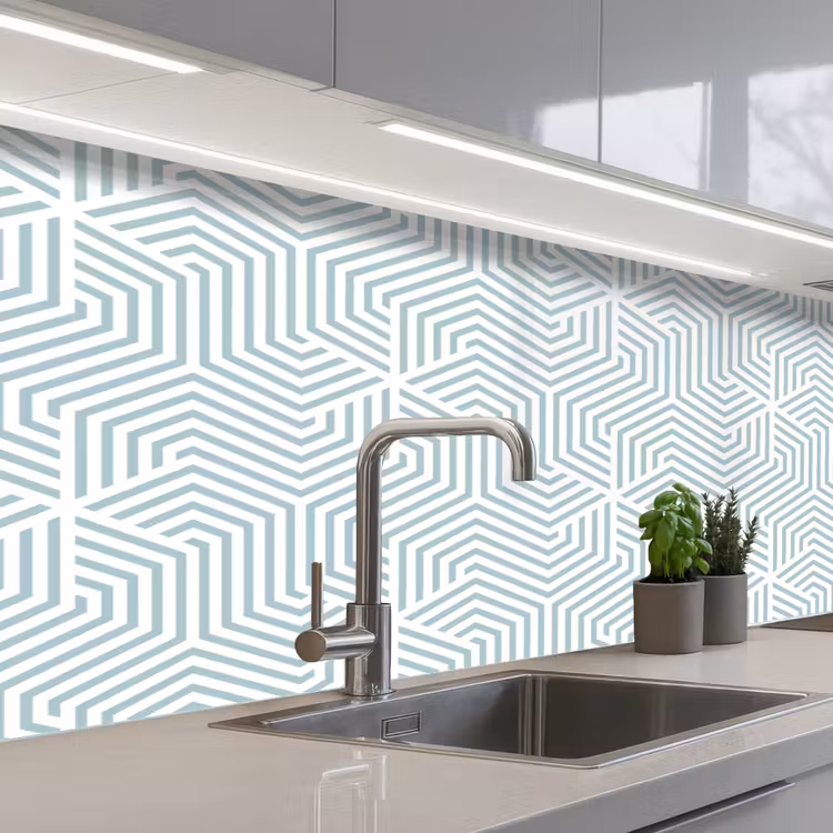Keuken achterwand - Geometrie - Lijn - Groen - Patroon — 2