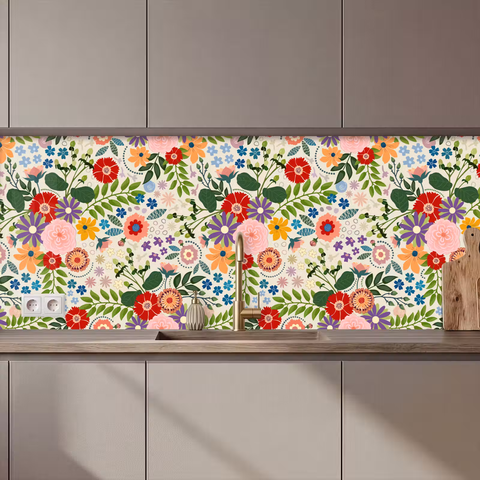 Keuken achterwand - Bladeren - Bloemen - Design — 1