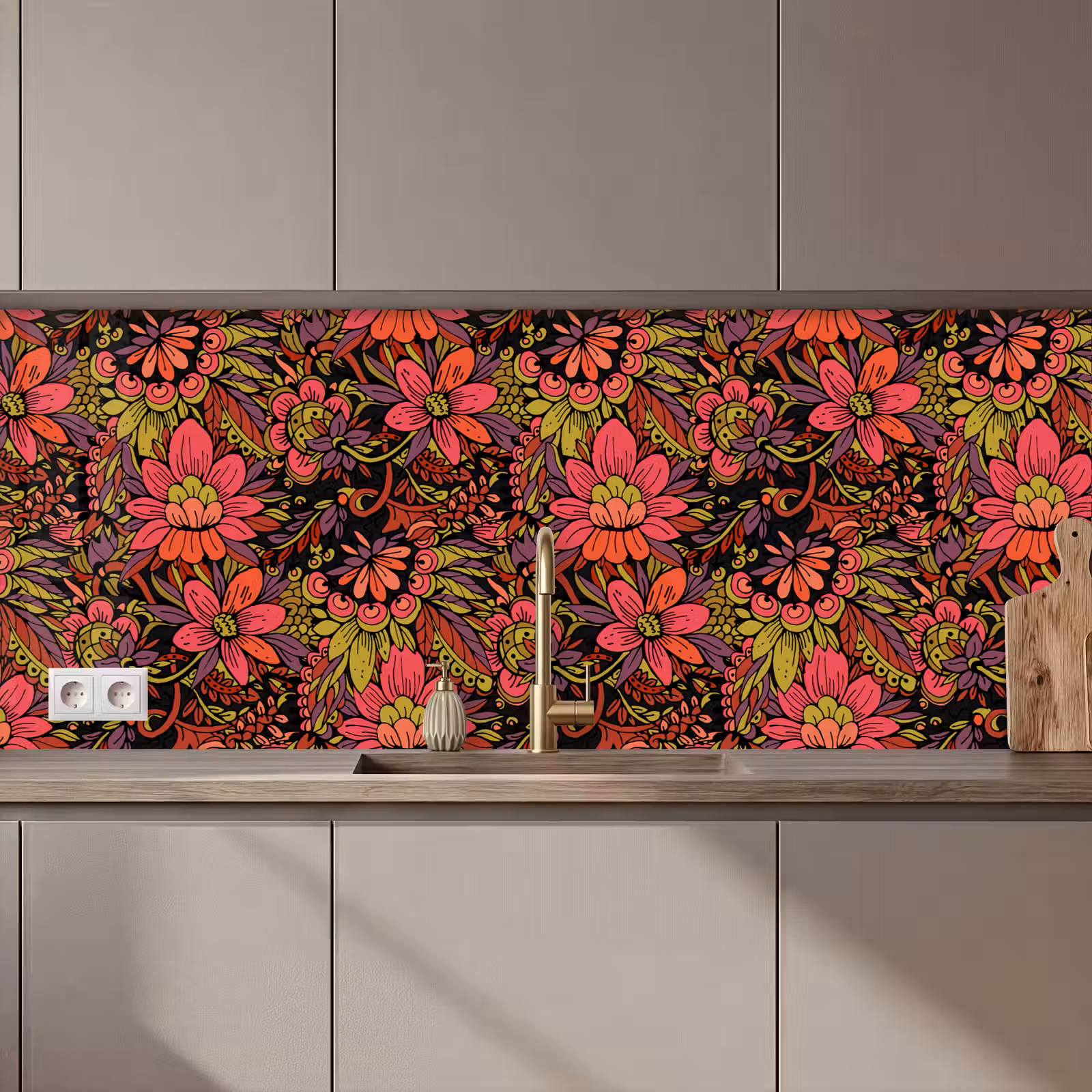 Keuken achterwand - Bloemen - Bladeren - Design — 1