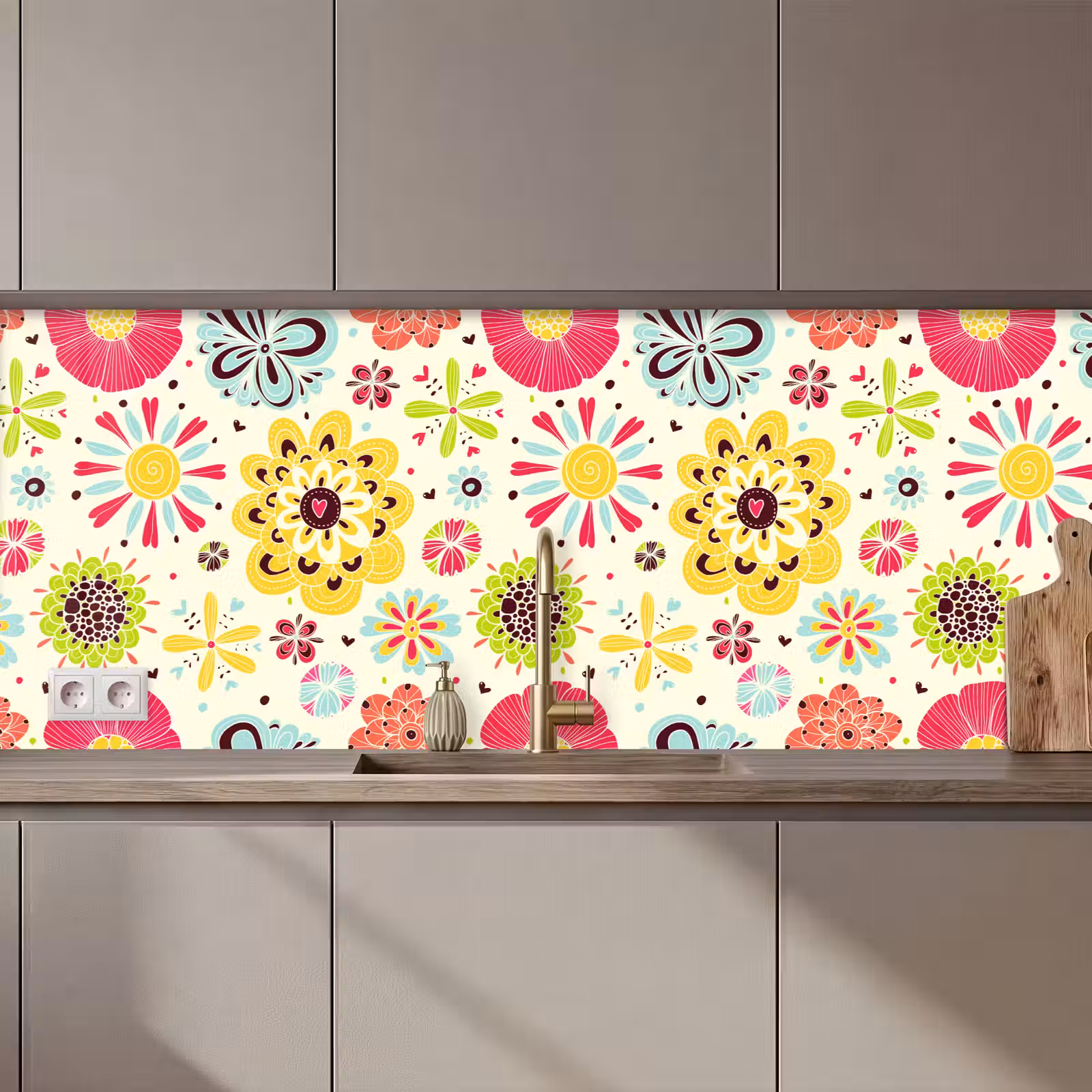Keuken achterwand - Hart - Bloemen - Patronen — 1