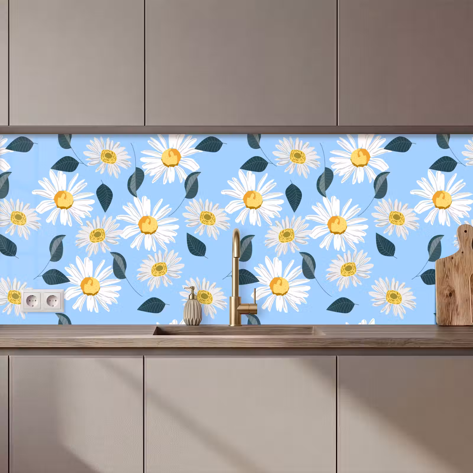 Keuken achterwand - Madeliefjes - Blauw - Patroon — 1