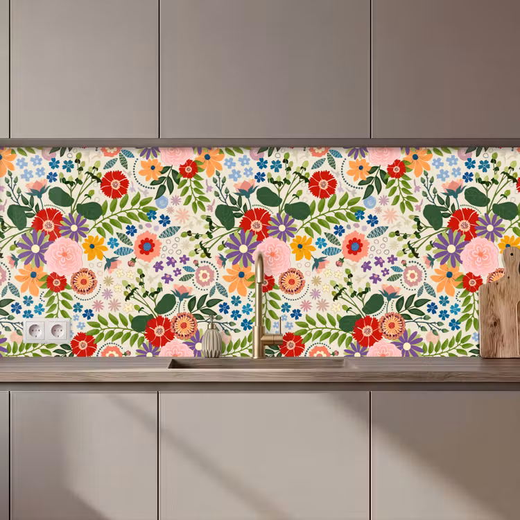 Keuken achterwand - Bladeren - Bloemen - Design — 1