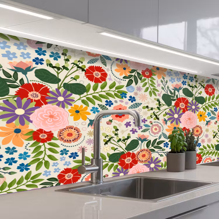 Keuken achterwand - Bladeren - Bloemen - Design — 2