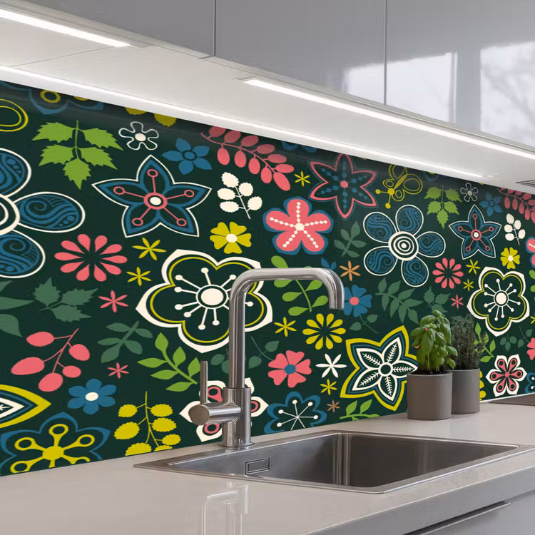 Keuken achterwand - Bladeren - Patronen - Bloemen — 2