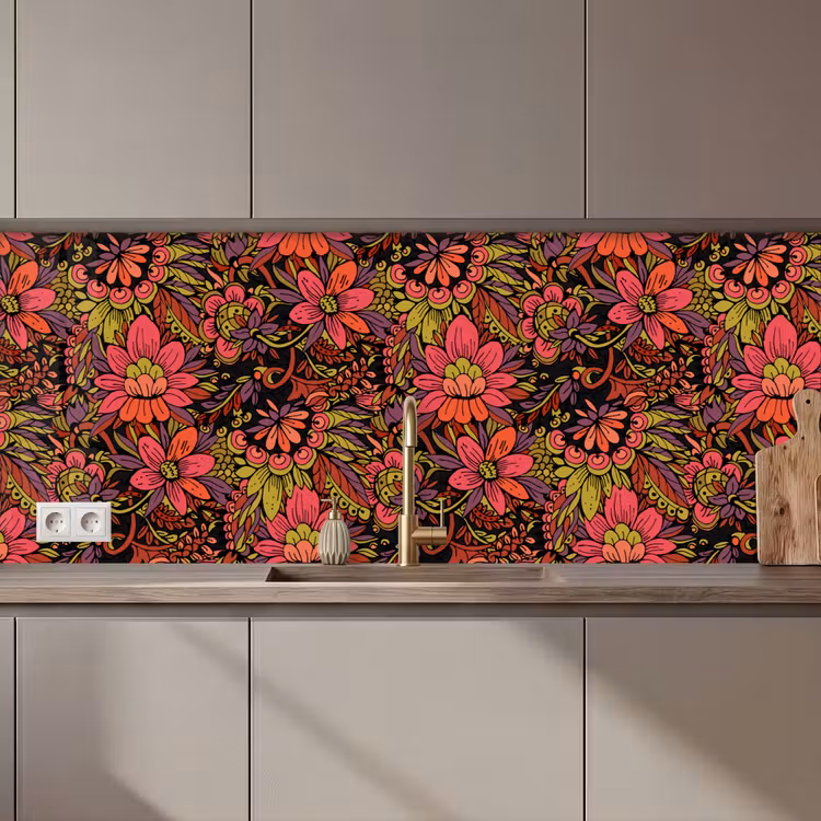 Keuken achterwand - Bloemen - Bladeren - Design — 1