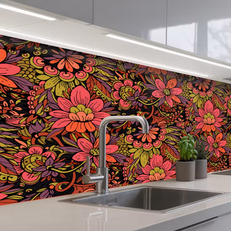 Keuken achterwand - Bloemen - Bladeren - Design — 2